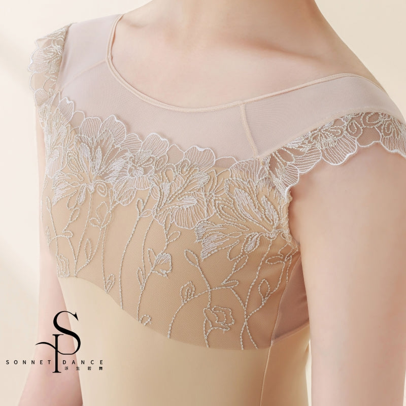 ' The Lily ' Embroidery lace leotard
