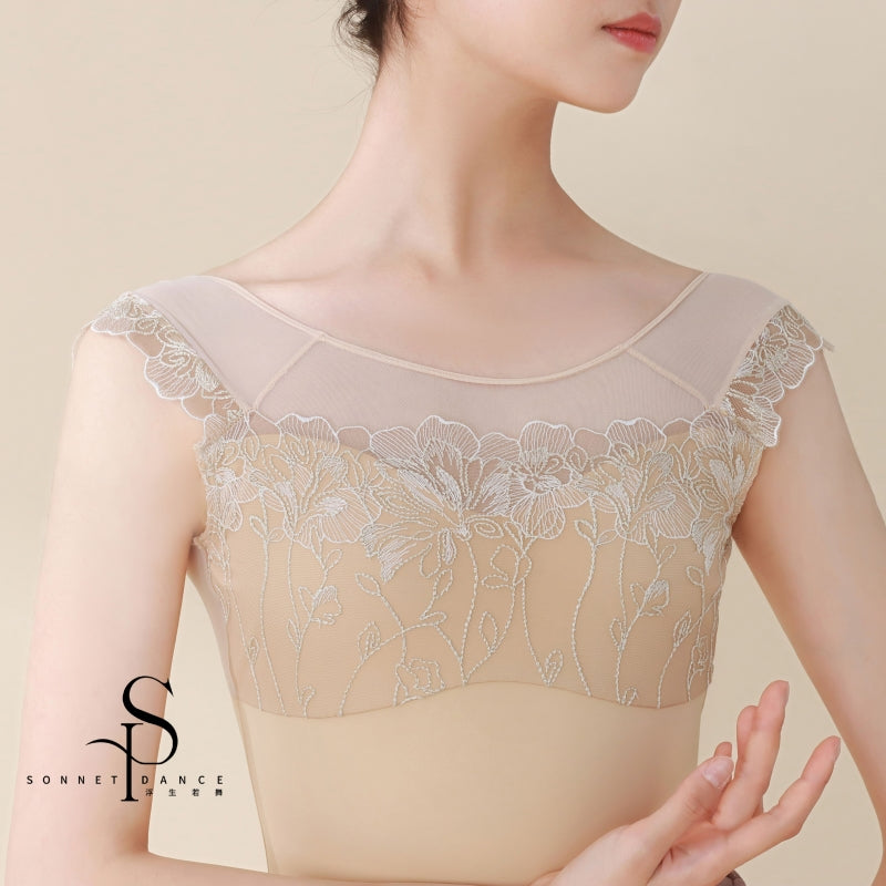 ' The Lily ' Embroidery lace leotard
