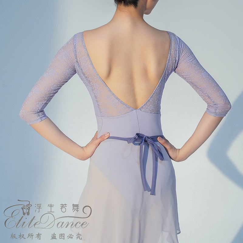 'The Violet' Lace long sleeves leotard