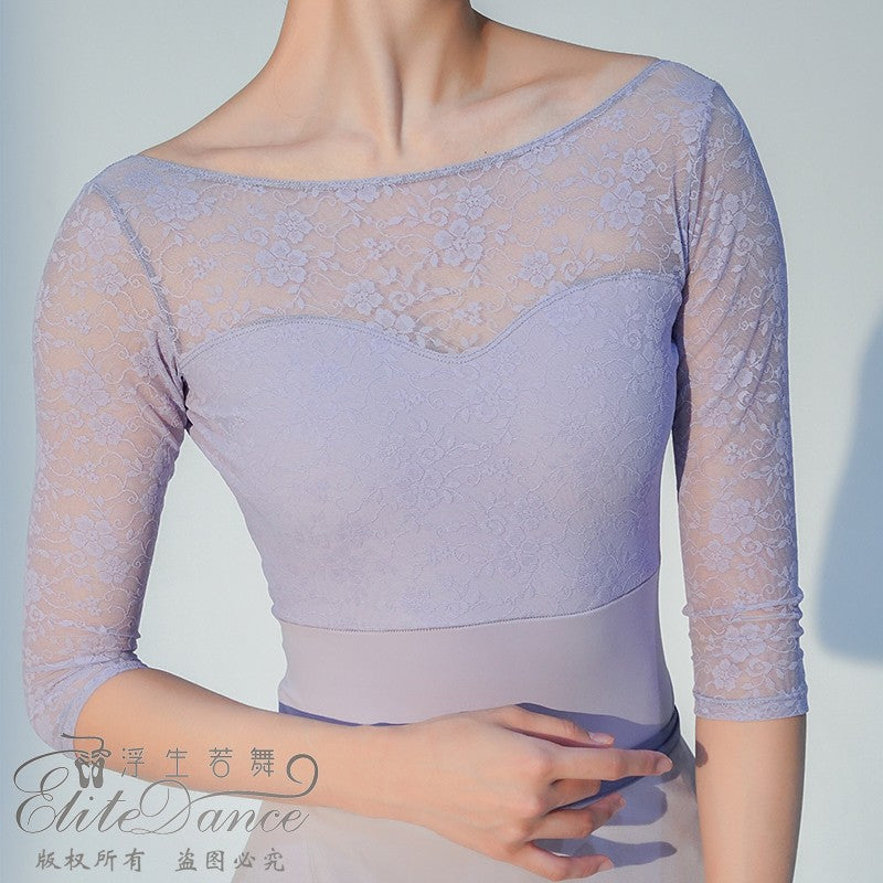 'The Violet' Lace long sleeves leotard