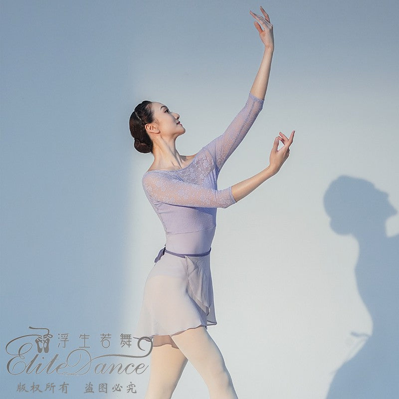 'The Violet' Lace long sleeves leotard