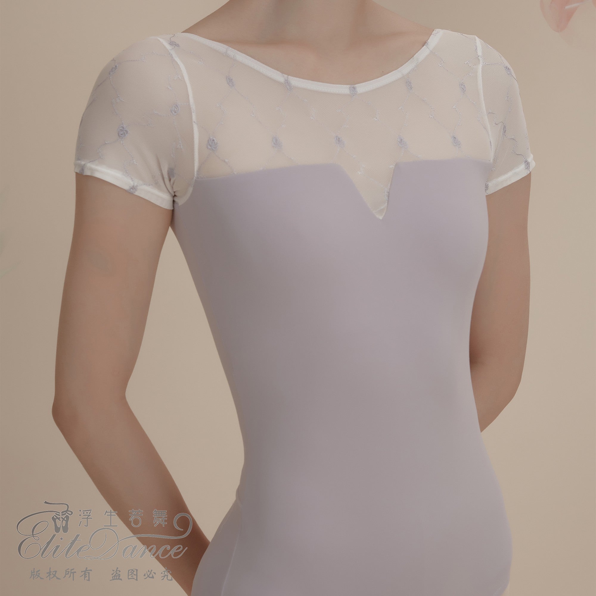 'The Purple Rose'  embroidery short sleeve leotard