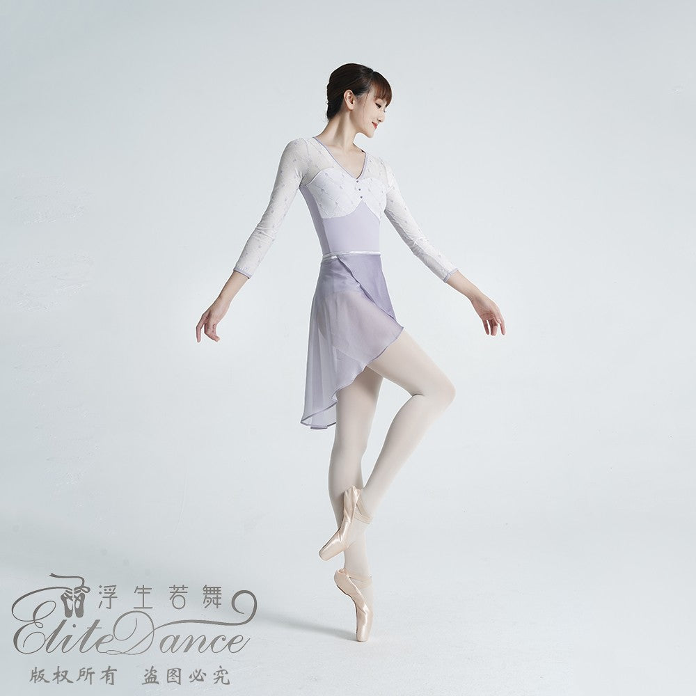 ' The purple rose 'embroidery leotard