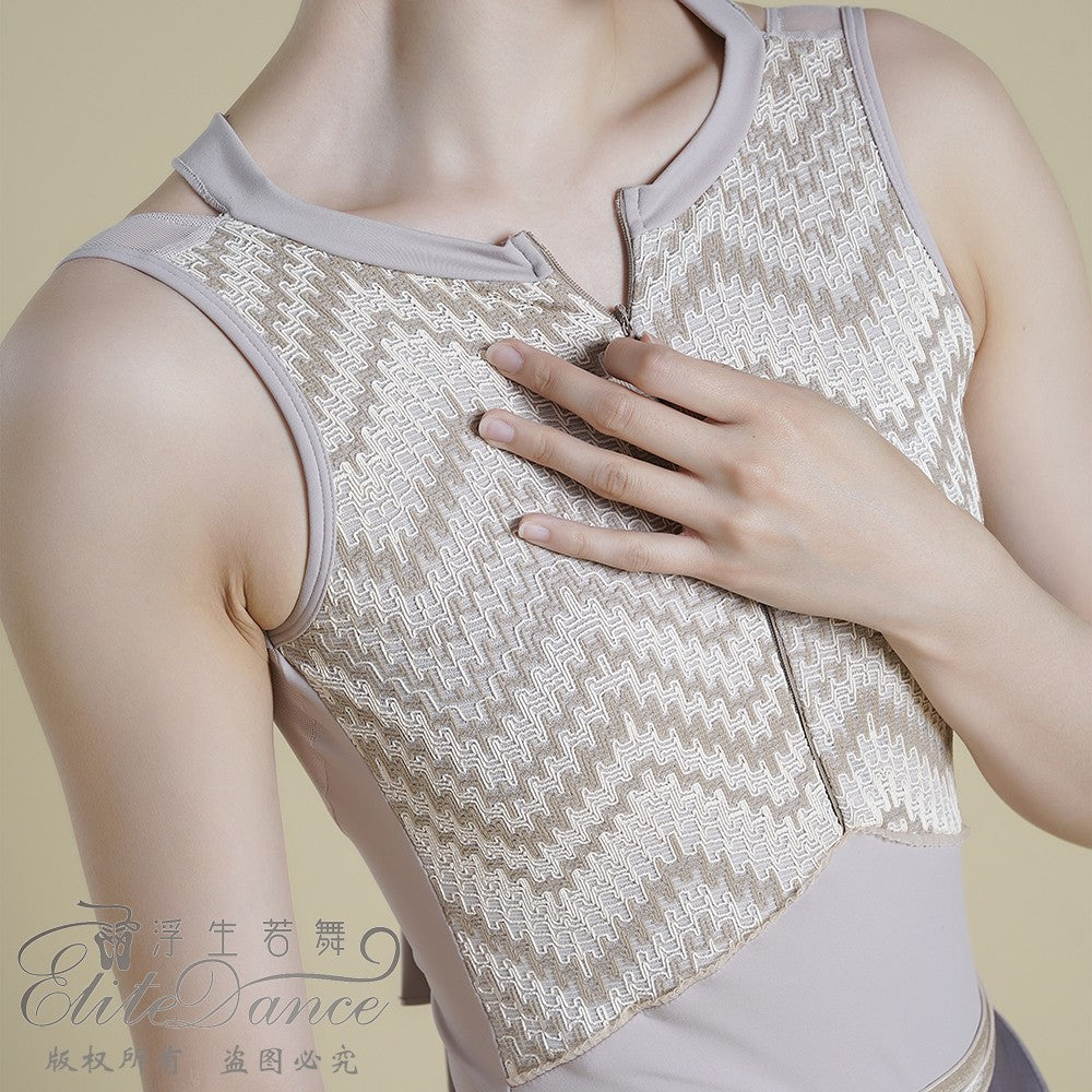 'Dreamy Geometric ' zip front leotard