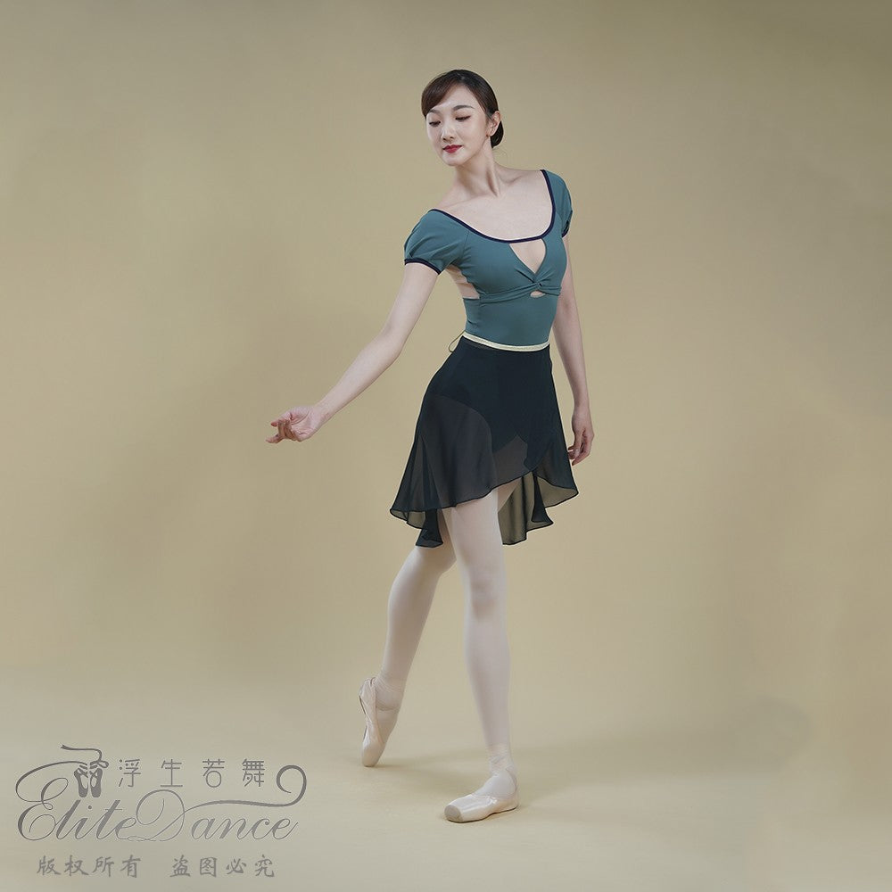 'The Cyan ' short sleeves leotard