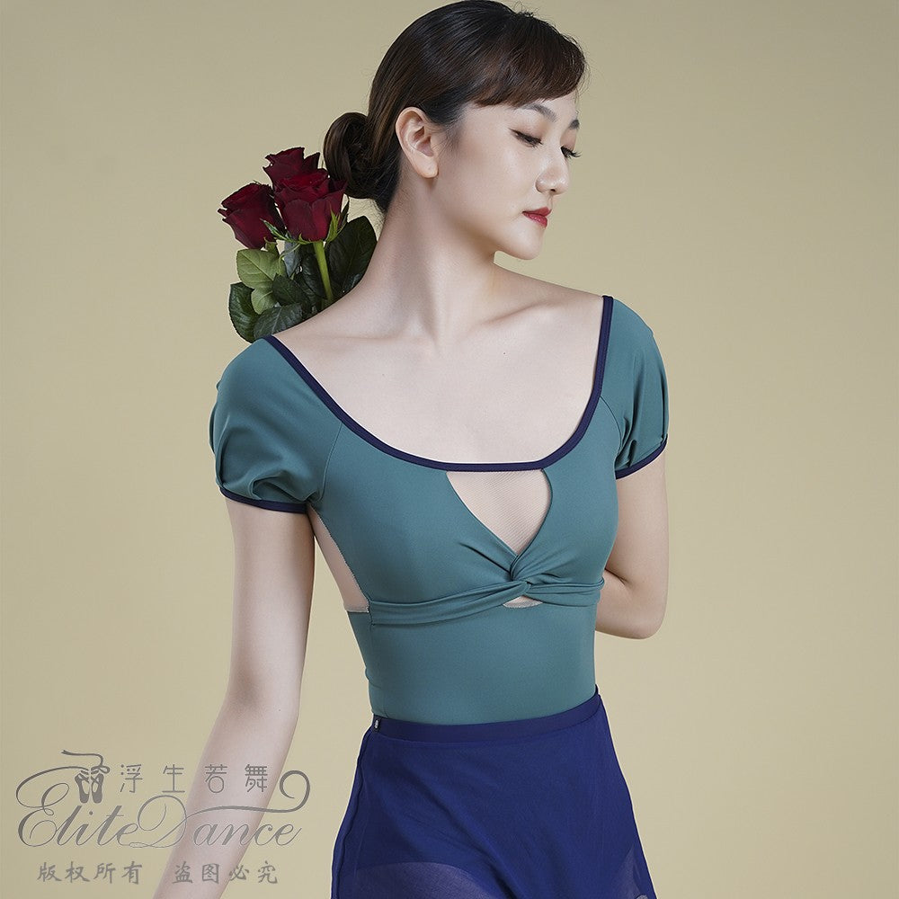 'The Cyan ' short sleeves leotard