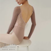 ’ The Pink Trio ‘ lace mesh long sleeves leotard