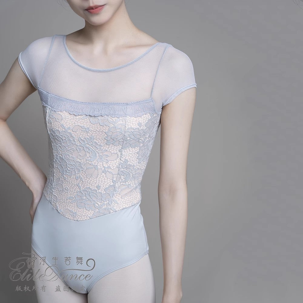 ' The Rose ' lace short sleeve leotard