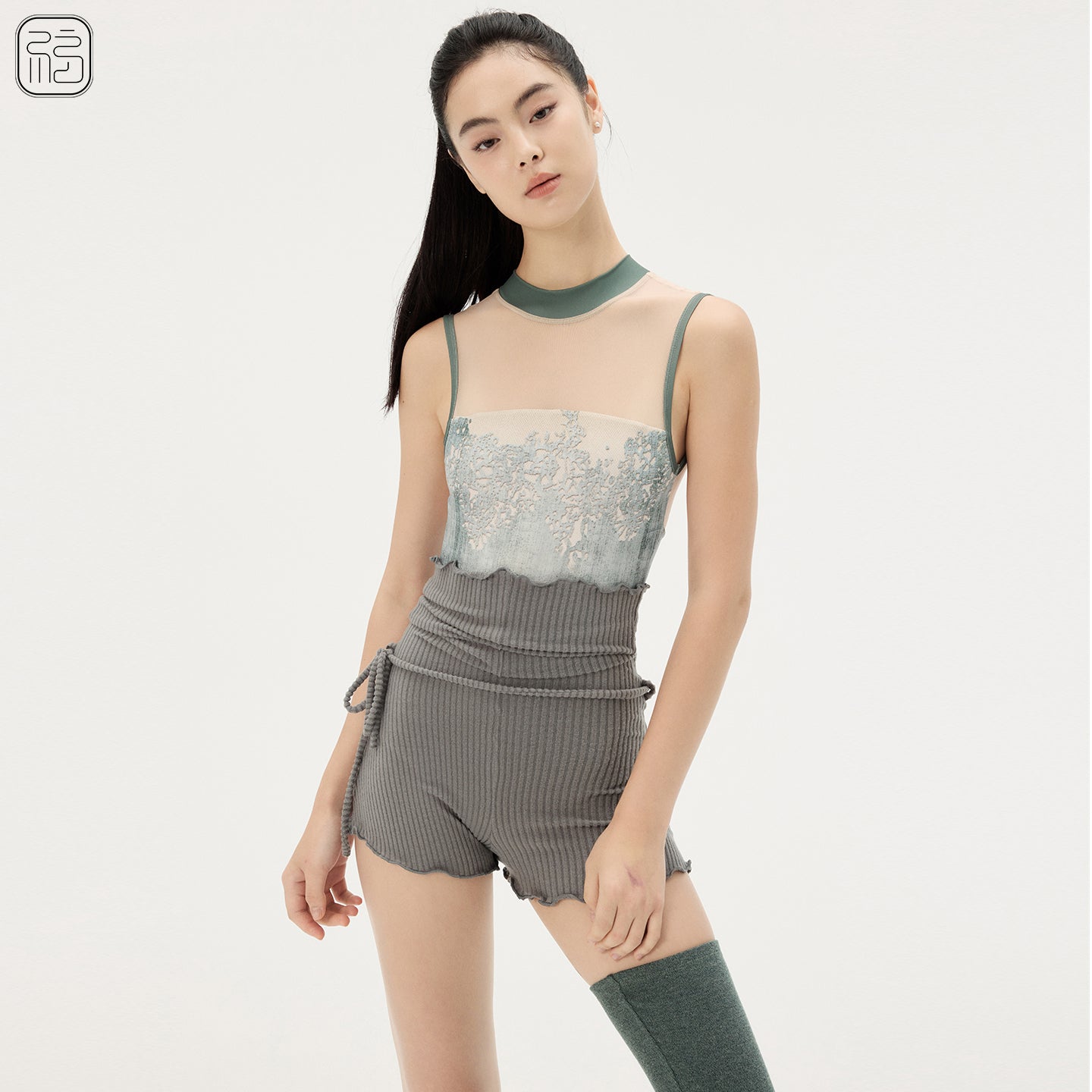 ‘ The Denim ‘ Printed  Sleeveless Leotard