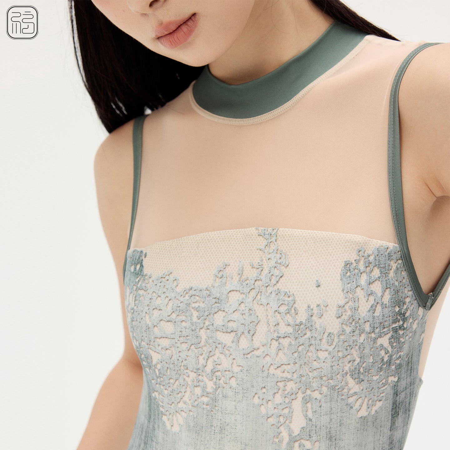 ‘ The Denim ‘ Printed  Sleeveless Leotard