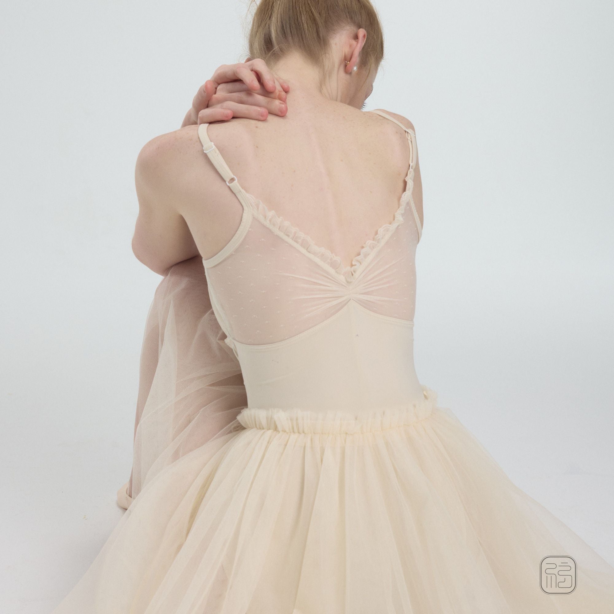 ’ The Crease ‘ Pleated Tulle with Knotted Detail Leotard