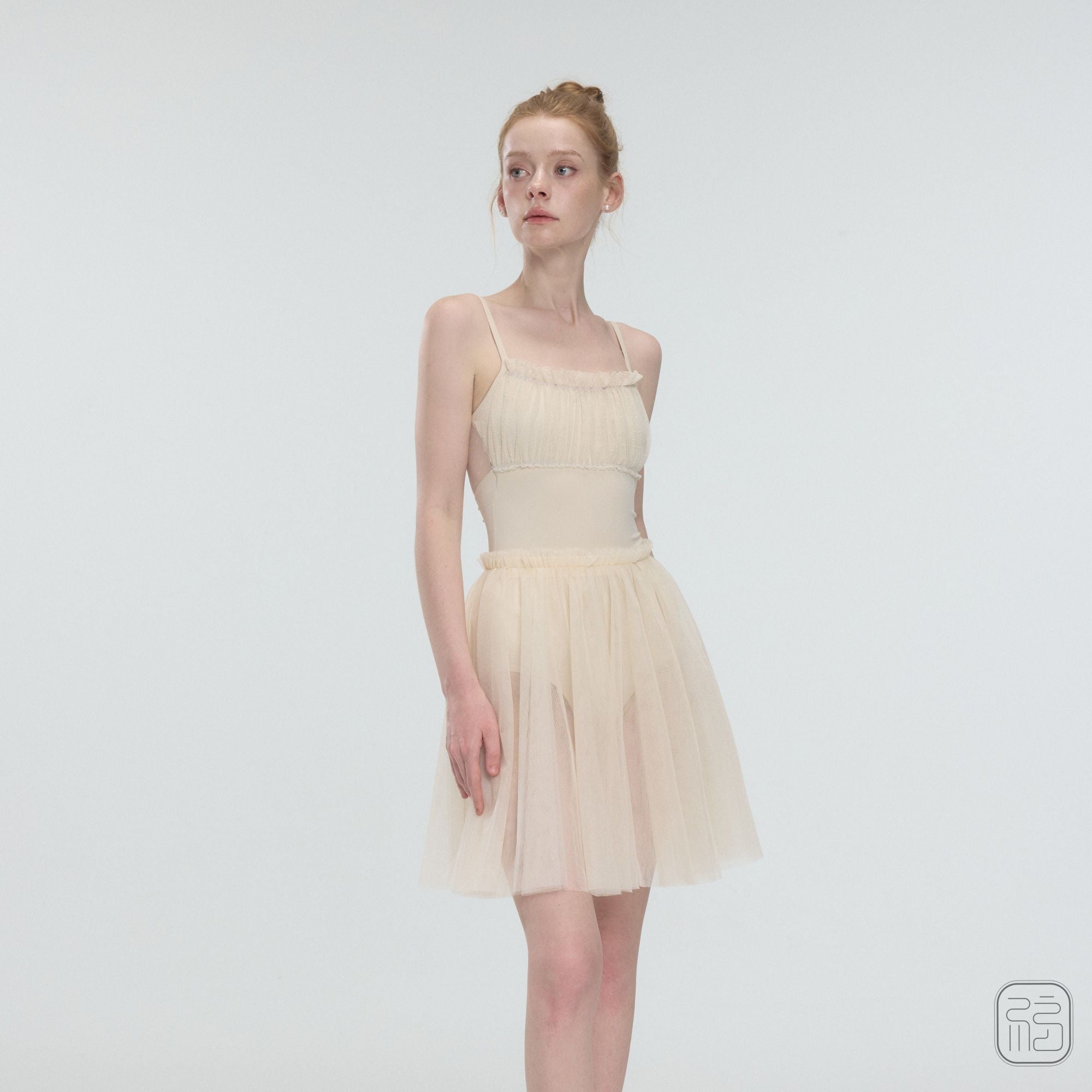 ’ The Crease ‘ Pleated Tulle with Knotted Detail Leotard