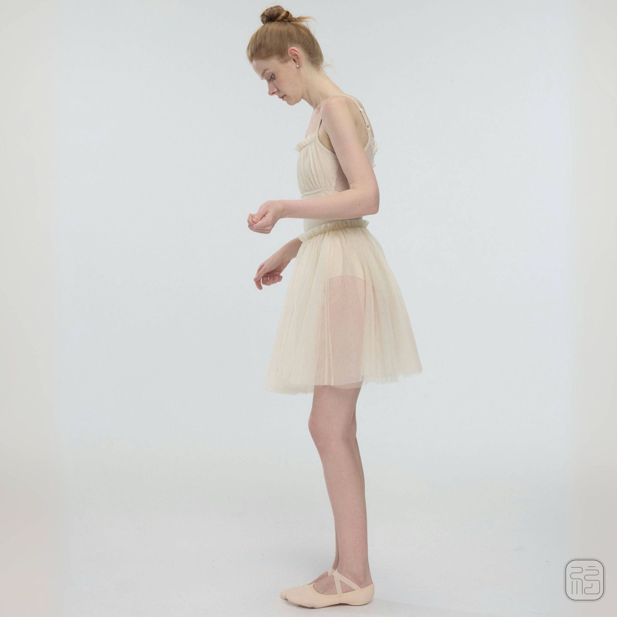 ’ The Crease ‘ Pleated Tulle with Knotted Detail Leotard
