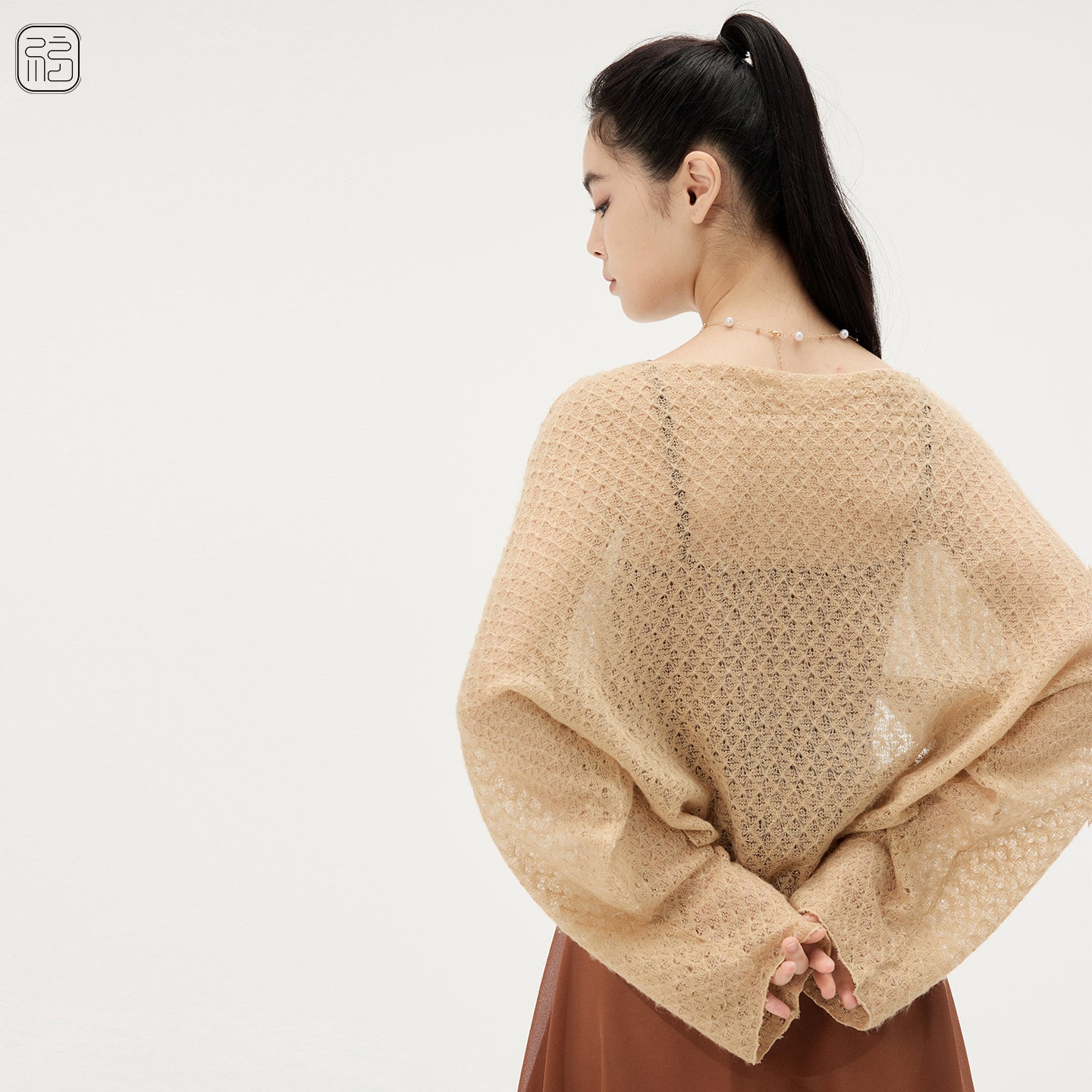‘ The Golden Brown ‘ Geometric Adjustable Knitted Top