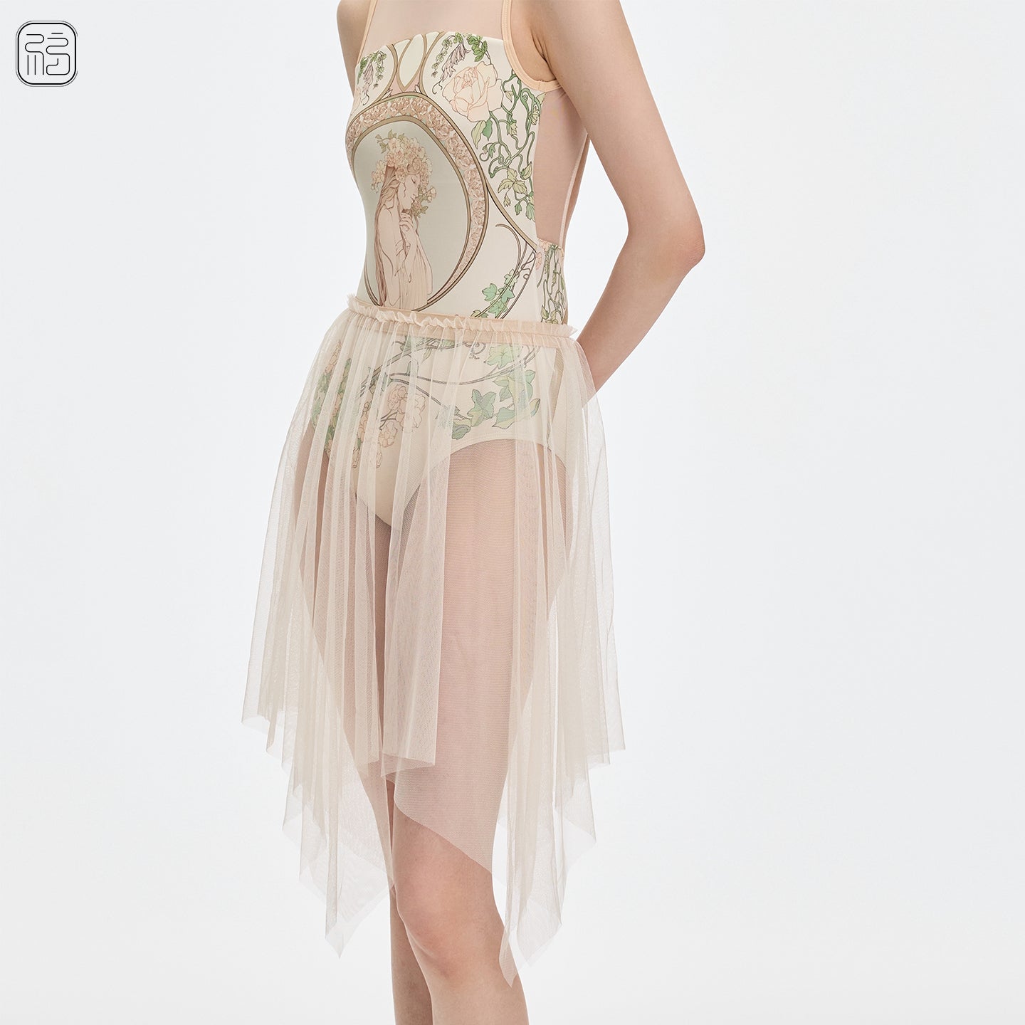 ’ The Studio Collection' Mid-long mesh skirt