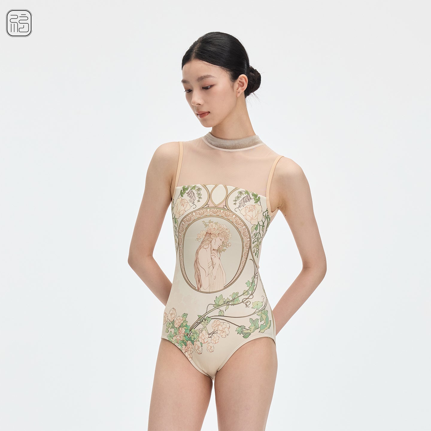 'The Mucha ' Serene Rose printed leotard