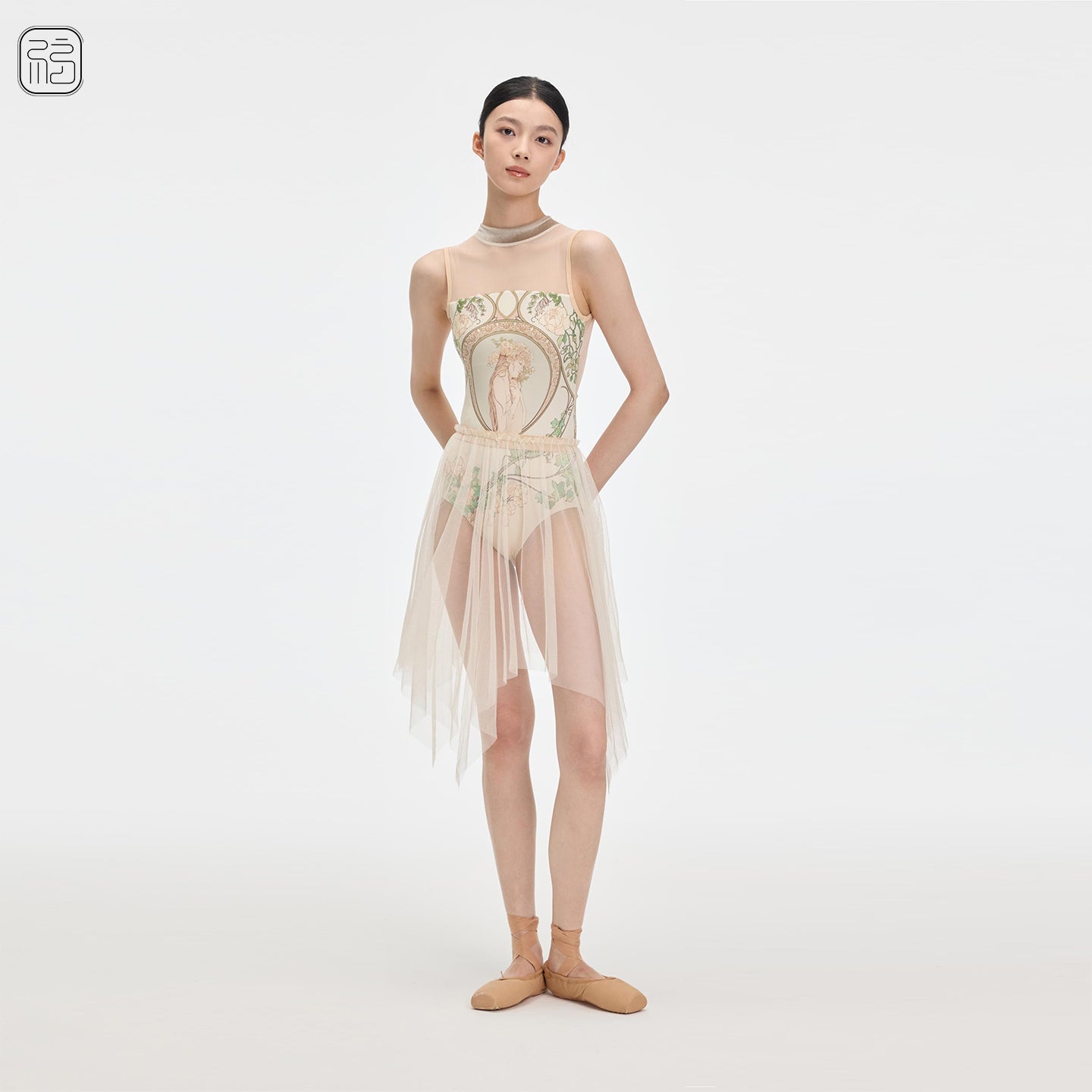 'The Mucha ' Serene Rose printed leotard