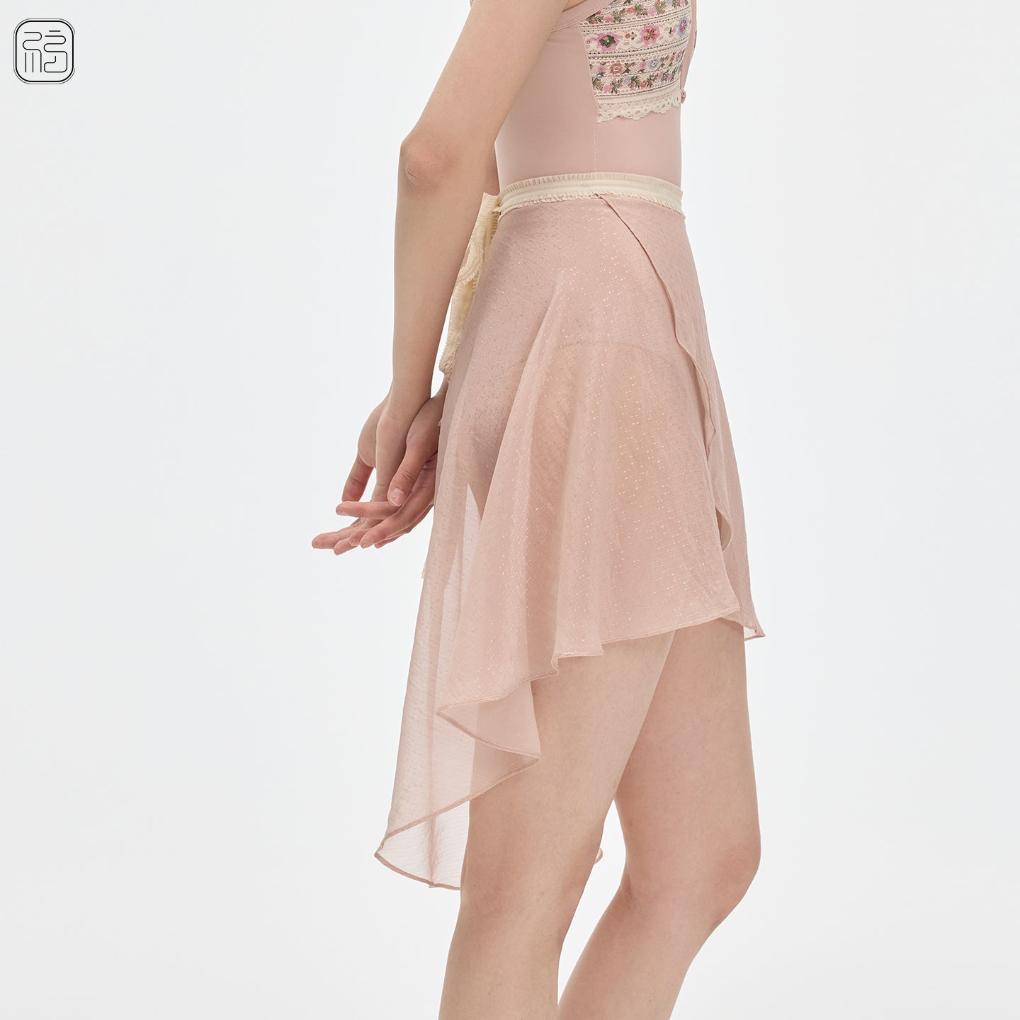 バレエ stina black ribbon wrap skirt/dusty pink stina / black ribbon wrap skirt / short / dusty pink