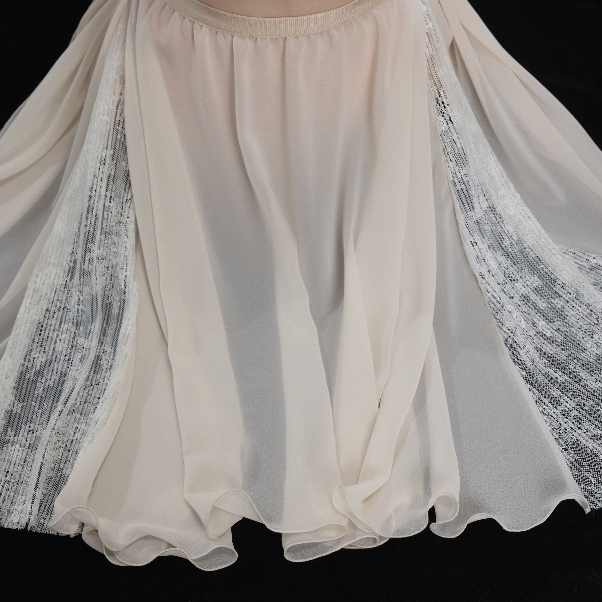 ' The Pleated' Chiffon Skirt with pleated Lace