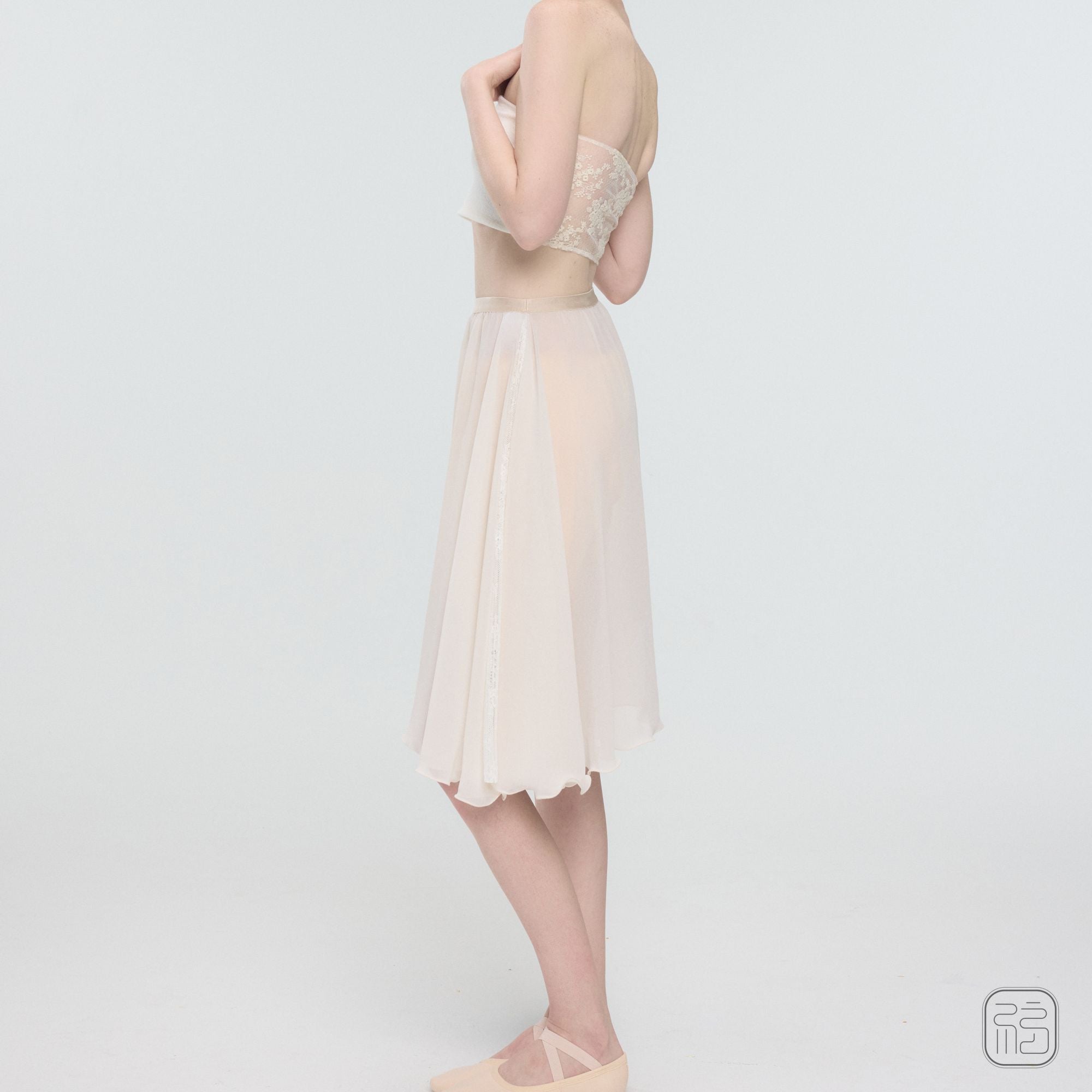 ' The Pleated' Chiffon Skirt with pleated Lace