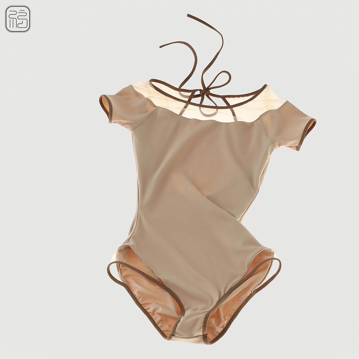 'The mesh' high-cut leotard with short sleeves