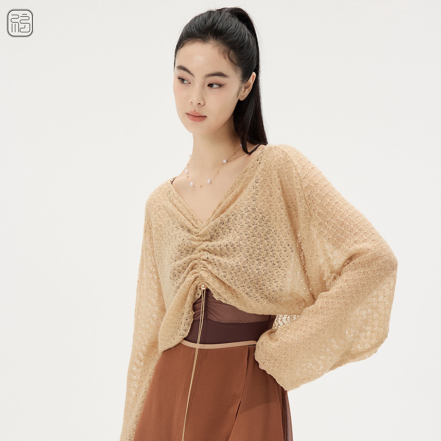 ‘ The Golden Brown ‘ Geometric Adjustable Knitted Top